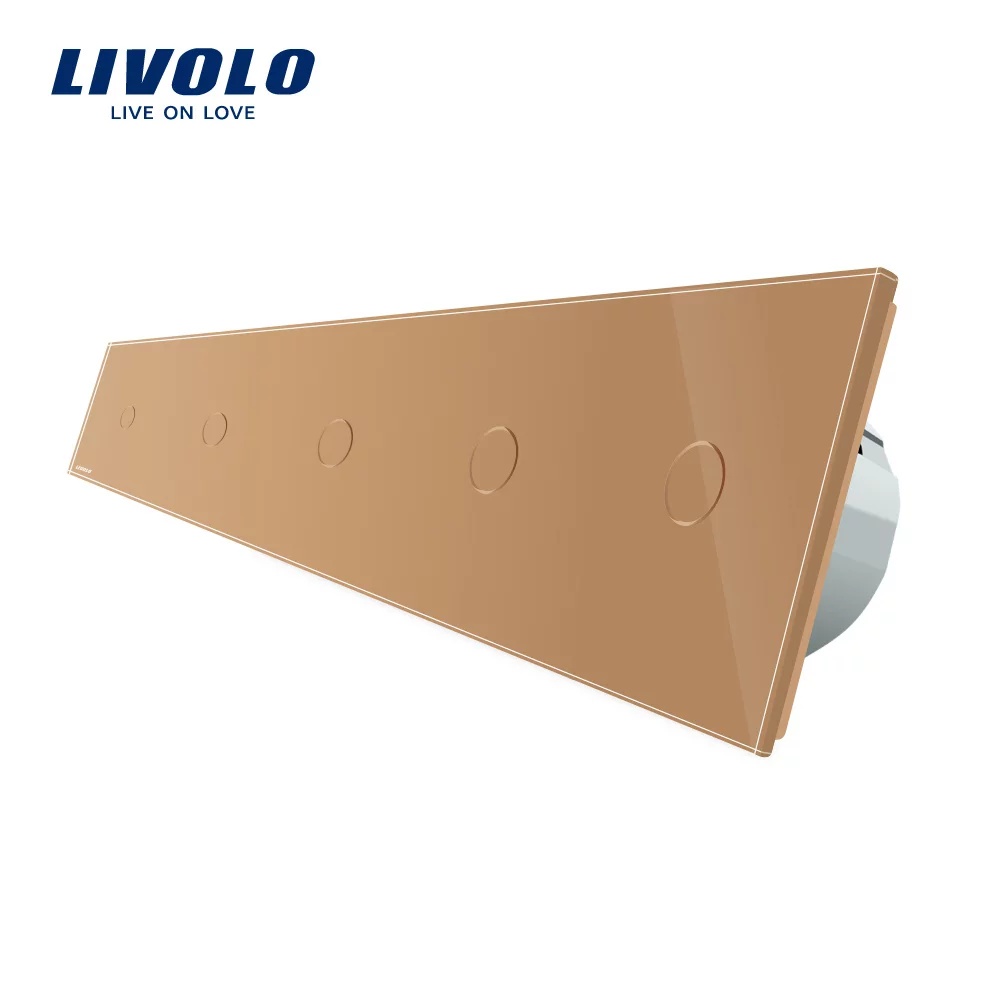 Intrerupator LIVOLO cu touch din sticla cu 5 intrerupatoare simple BB-C7-5C1-13