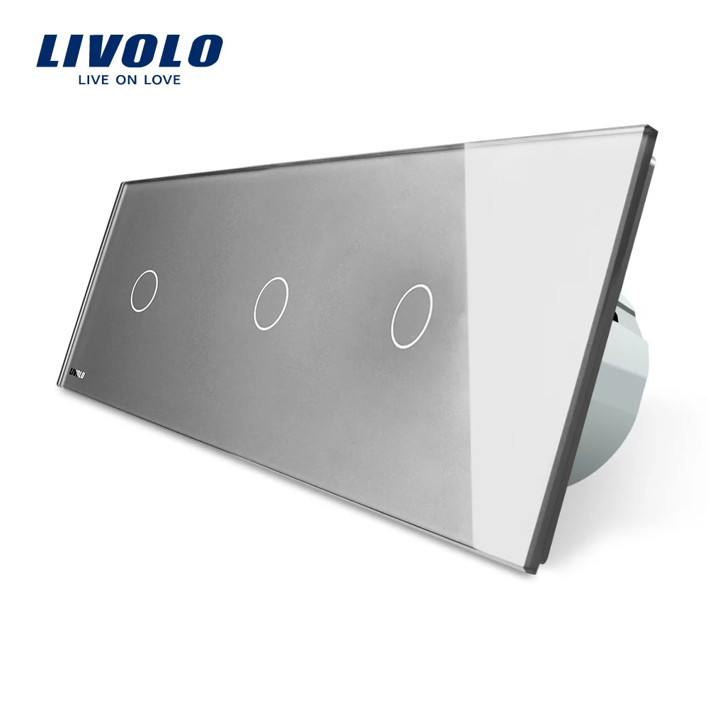 Intrerupator triplu cu touch Livolo din sticla VL-C701/C701/C701-15 Intrerupator triplu cu touch Livolo din sticla VL-C701/C701/C701-15