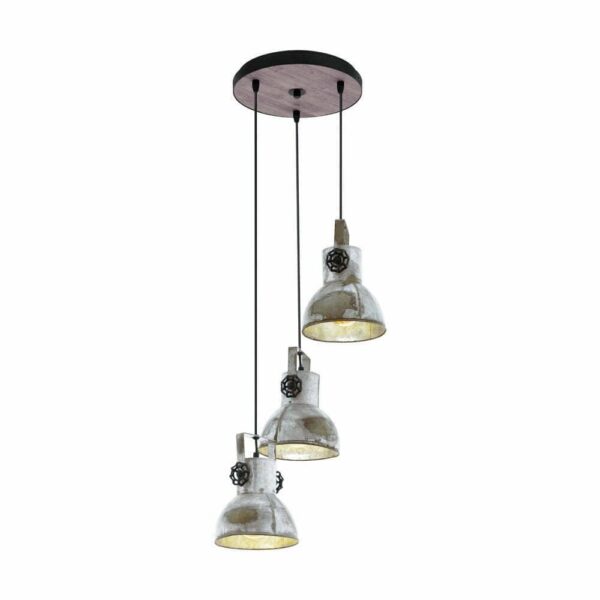 Lustra vintage EGLO BARNSTAPLE 49647 - E27 3X40W D270mm - Lemn - Zinc Antichizat