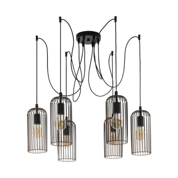 Lustra vintage EGLO ROCCAMENA 49643 - E27 6X60W - Otel - Cupru - Negru