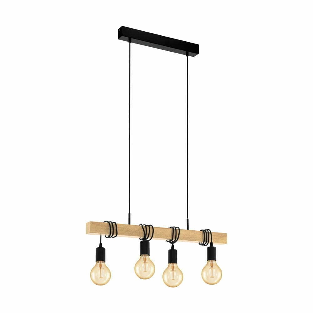 Lustra vintage EGLO TOWNSHEND 32916 - E27 4X60W - Lemn - Maro - Negru