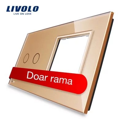 Panou intrerupator dublu cu Touch + priza simpla Livolo din sticla VL-P702/E-4A