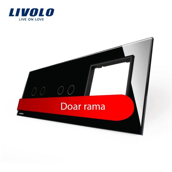 Panou intrerupator dublu+dublu+ priza Livolo din sticla BB-C7-C2/C2/SR-12