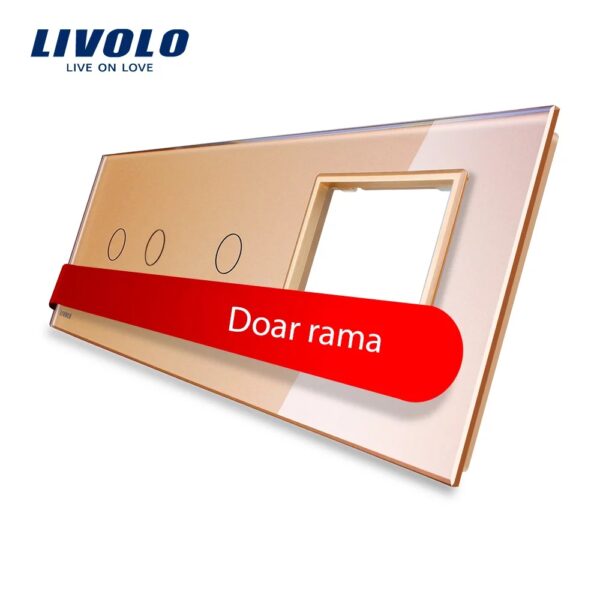 Panou intrerupator dublu+simplu+ priza Livolo din sticla VL-P702/01/E-6A
