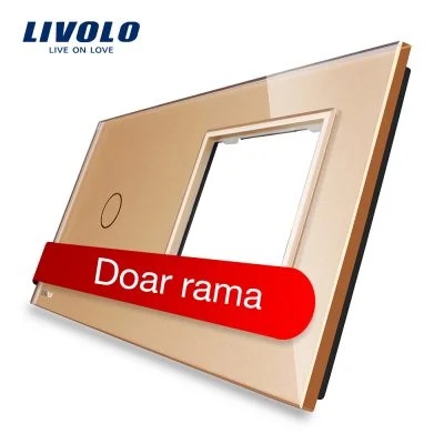 Panou intrerupator simplu cu touch + priza simpla Livolo din sticla VL-P701/E-4A