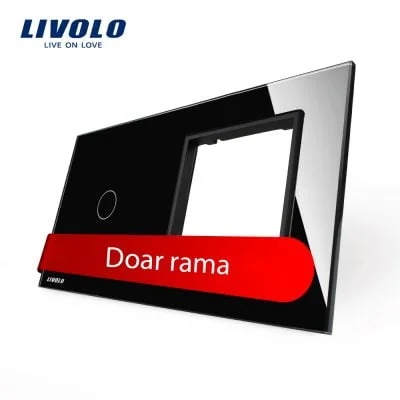 Panou intrerupator simplu cu touch + priza simpla Livolo din sticla VL-P701/E-4B
