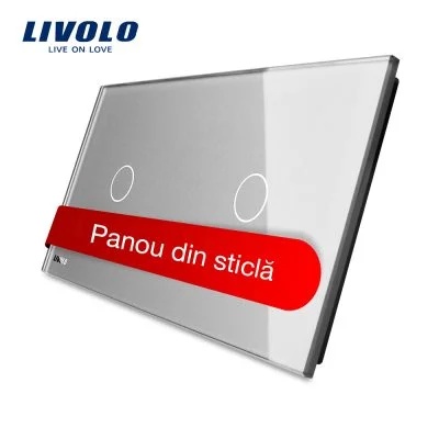 Panou intrerupator simplu+simplu cu touch Livolo din sticla VL-P701/01-4I