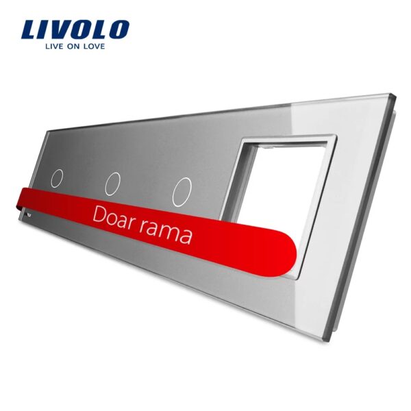 Panou intrerupator simplu+simplu+simplu cu touch + priza LIVOLO din sticla BB-C7-C1/C1/C1/SR-15