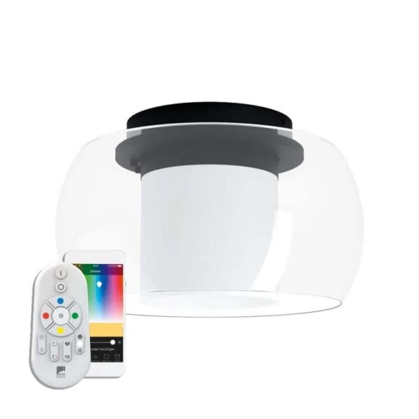 Plafoniera inteligenta EGLO BRIAGLIA-C 99022 - LED RGB 24.8W 3150lm 2700-6500K D400mm - Sticla - Negru