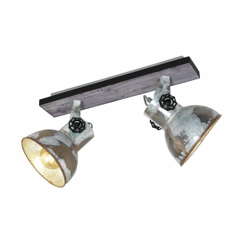 Plafoniera vintage EGLO BARNSTAPLE 49649 - E27 2X40W - Lemn - Zinc Antichizat