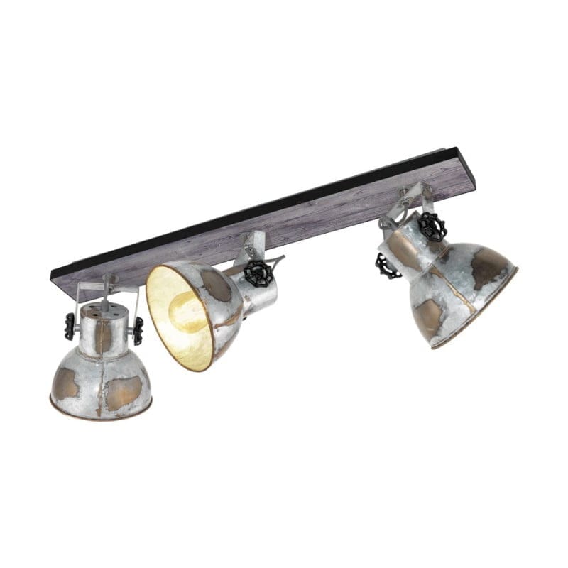 Plafoniera vintage EGLO BARNSTAPLE 49652 - E27 3X40W - Lemn - Zinc Antichizat