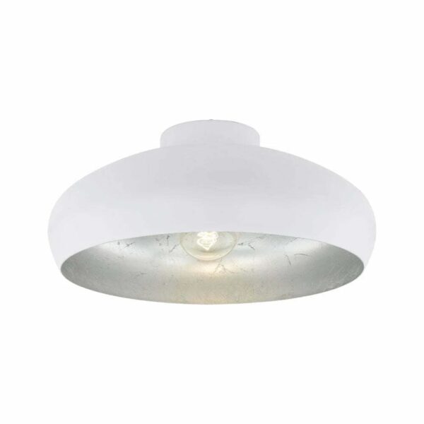 Plafoniera vintage EGLO MOGANO 94548 - E27 1X60W D400mm - Otel - Argintiu - Alb