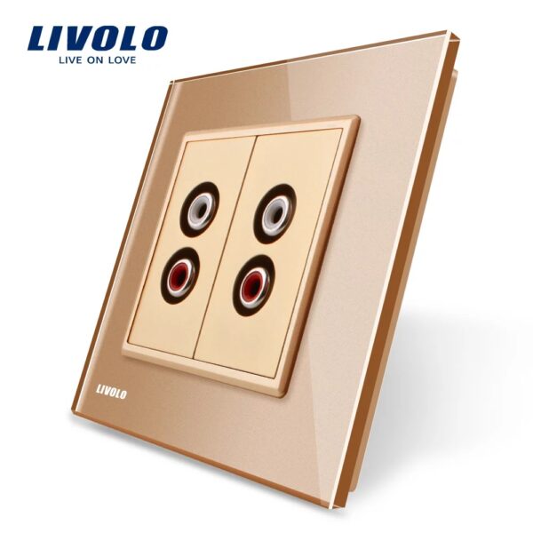 Priza dubla audio Livolo cu rama din sticla VL-C792AD-13