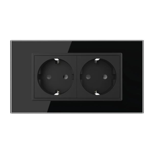 Priza dubla Livolo cu rama din sticla 4M, standard Italian,  VL-C9-2C1EU-12