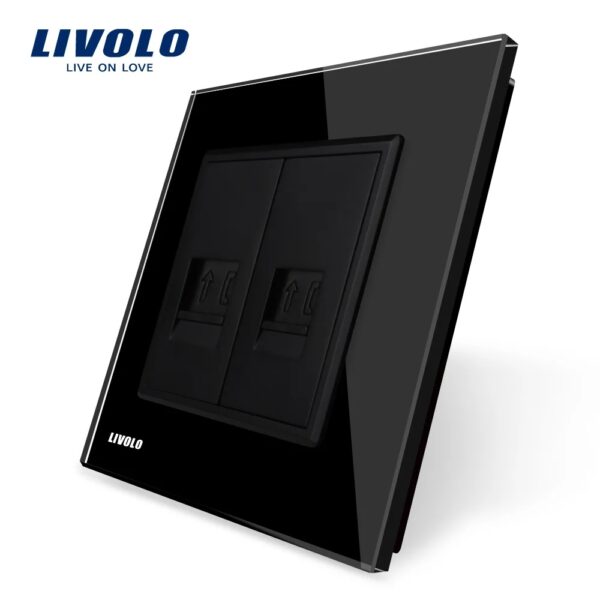 Priza dubla Telefon Livolo cu rama din sticla VL-C792T-12