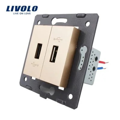 Priza Dubla USB Livolo Auriu VL-C7-2USB-13
