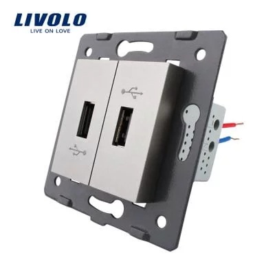 Priza Dubla USB Livolo Gri VL-C7-2USB-15