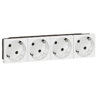 Priza schuko 4x2P+T Orientare 45GR 16A Legrand Mosaic Alb 077254