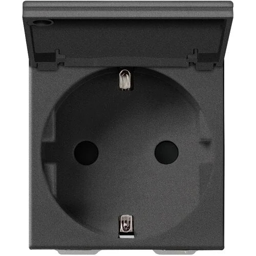 Priza schuko cu capac standard german 2P+E 16A carbon matt 2 Module Vimar Neve UP 09208.C.CM