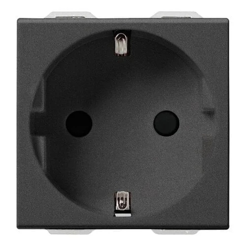 Priza schuko standard german 2P+E 16A 2 Module carbon matt Vimar Neve UP 09208.CM