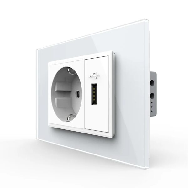 Priza simpla cu USB Livolo standard italian VL-C9C1EU1U-11
