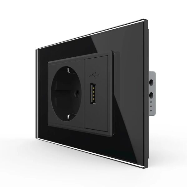 Priza simpla cu USB Livolo standard italian VL-C9C1EU1U-12