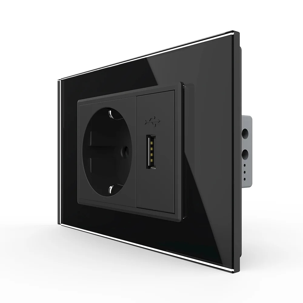 Priza simpla cu USB Livolo standard italian VL-C9C1EU1U-12 Priza simpla cu USB Livolo standard italian VL-C9C1EU1U-12