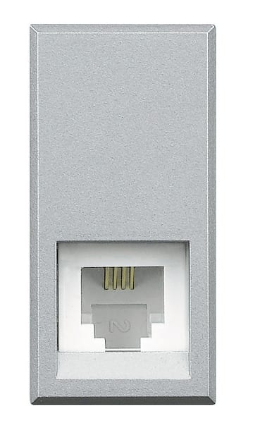 Priza telefon RJ11 Axolute Bticino 1M culoare aluminiu HC4258/11N