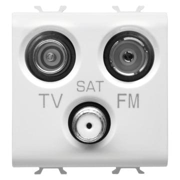Priza TV-SAT-FM de capat 2M Gewiss Chorus alb lucios GW10382