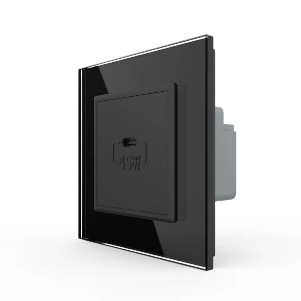 Priza USB Tip C Livolo cu Rama din Sticla VL-FCUC-2BP-12