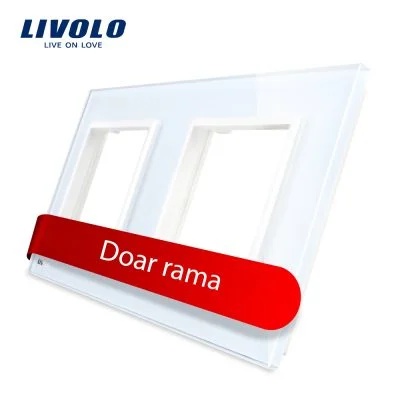 Rama priza dubla Livolo din sticla VL-P7E/E-4W
