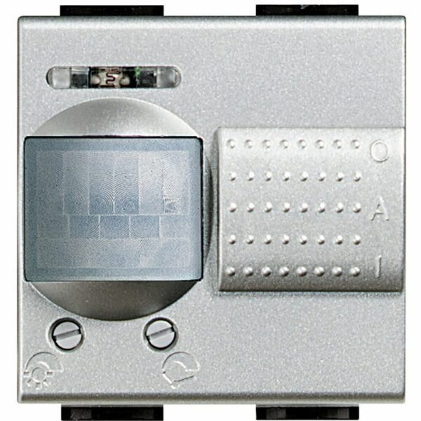 Senzor miscare in infrarosu cu intrerupator Living Light Bticino 2M culoare aluminiu NT4432