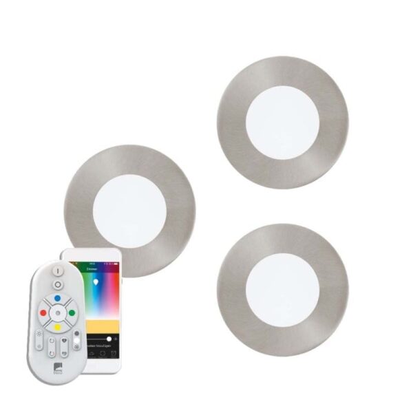 Set 3 spoturi incastrate inteligente EGLO FUEVA-C 32882 - LED RGB 3X3W 1080lm 2700-6500K D85mm