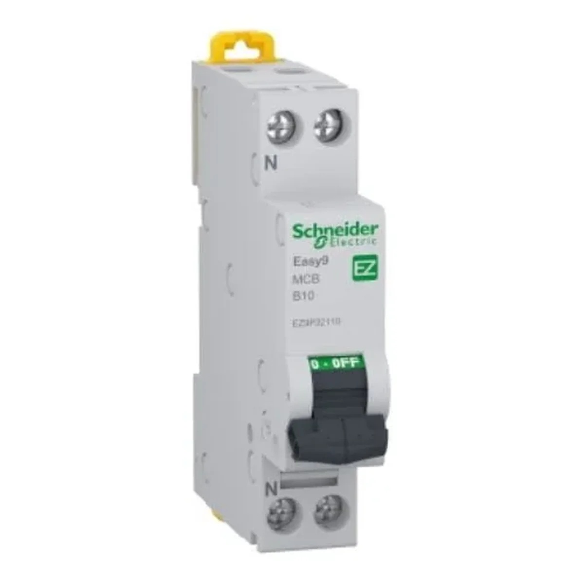 Siguranta automata 1P+N 10A curba B 4.5KA 1M Schneider Electric EZ9P32110 Siguranta automata 1P+N 10A curba B 4.5KA 1M Schneider Electric EZ9P32110 – B, 1P+N – vedere frontală – partener oficial Schneider Electric