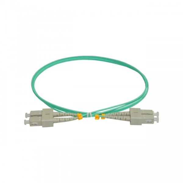Patchcord FO SC/PC-SC/PC, MM OM3 50/125, manta LSZH 3.0mm, duplex 15m - Emtex – Patchcorduri si pigtailuri FO, Patch cord – vedere frontală