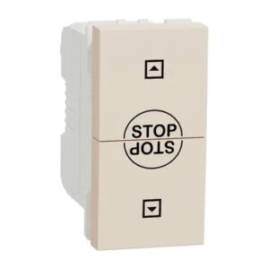 Intrerupator jaluzele cu Interblocaj sus/jos 10A 1m bej Schneider Electric Noua Unica NU310844SC – Bej lucios, Intrerupator jaluzele – vedere frontală – partener oficial Schneider Electric