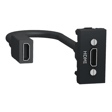 Priza HDMI precablata 1m antracit Schneider Electric NU343054 – Antracit matt, Priza HDMI – vedere frontală – partener oficial Schneider Electric