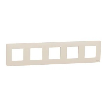Rama ornament Unica Studio 5 posturi bej Schneider Electric Noua Unica NU201044 – Bej lucios, Bej lucios – vedere frontală – partener oficial Schneider Electric