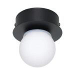Aplica / Plafoniera MOSIANO LED 1X3,3W 3000K IP44 Eglo 900659 – Otel, Negru, Matt-Opal Sticla, Alb, 3000K, "9008606286096" – vedere frontală – partener oficial Eglo