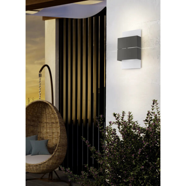 Aplica exterior EGLO KIBEA 93254 - LED 2X2.5W 360 Gradem 3000K IP44 - Otel zincat - Alb - Antracit