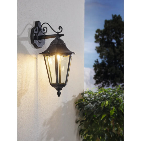 Aplica exterior EGLO NAVEDO 93456 - E27 1X60W IP44 - Sticla - Argintiu Patinat - Negru
