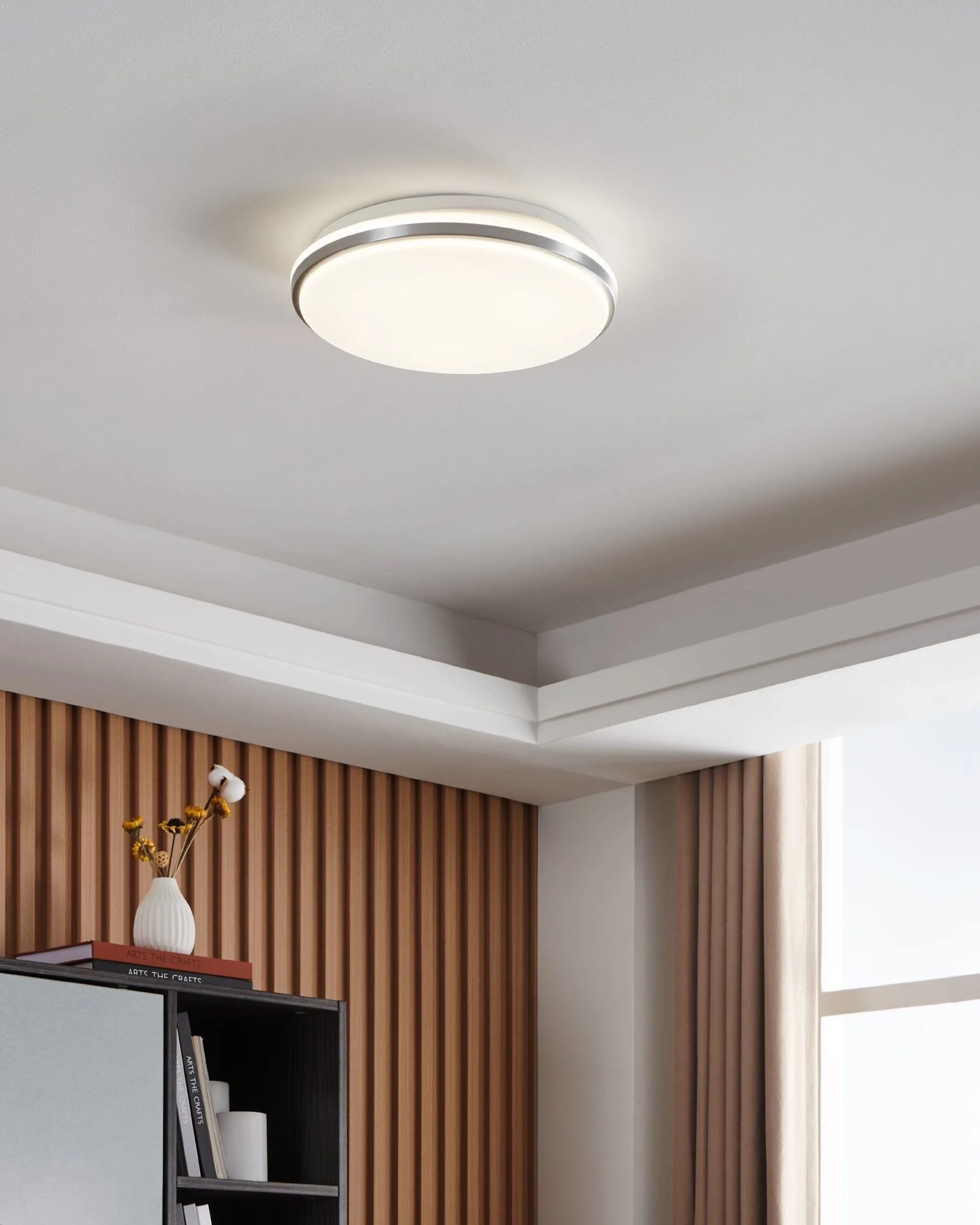 Aplica / Plafoniera MARGIDORE LED 18W 3000K, 4000K, 6000K IP54 Eglo 901528 – Otel, Alb, Plastic, Alb, Nichel satinat, 3000K, 4000K, 6000K, "9008606313181" – imagine în ambient modern – partener oficial Eglo