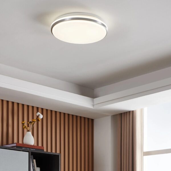 Aplica / Plafoniera MARGIDORE LED 18W 3000K, 4000K, 6000K IP54 Eglo 901528 – Otel, Alb, Plastic, Alb, Nichel satinat, 3000K, 4000K, 6000K, "9008606313181" – imagine în ambient modern – partener oficial Eglo