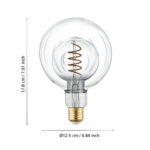 Bec E27 LED G125 1X2W 2000K Eglo 110256 – Becuri, Corpuri de iluminat – dimensiuni tehnice – partener oficial Eglo