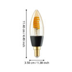 Bec E14-LED-C35 1X4,9W 2700-6500K 320lm Eglo 110319 – Becuri, Iluminat SMART – dimensiuni tehnice – partener oficial Eglo