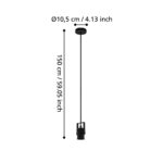 Pendul CALARI E27 1X40W Eglo 31073 – Otel, Negru, "9002759310738" – dimensiuni tehnice – partener oficial Eglo