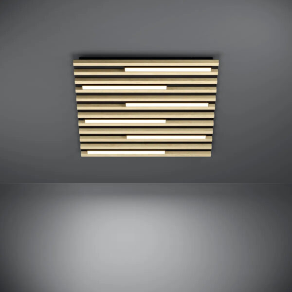Aplica / Plafoniera MARREIRA LED 6X8,5W 3000K IP20 Eglo 390427 – Otel, Negru, Lemn, Maro, 3000K, "9008606327911" – imagine în ambient modern – partener oficial Eglo