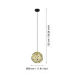 Pendul EGLO SKOURA 39754 - E27 1X60W D300mm – Otel, Alama, Negru, "9002759397548" – dimensiuni tehnice – partener oficial Eglo