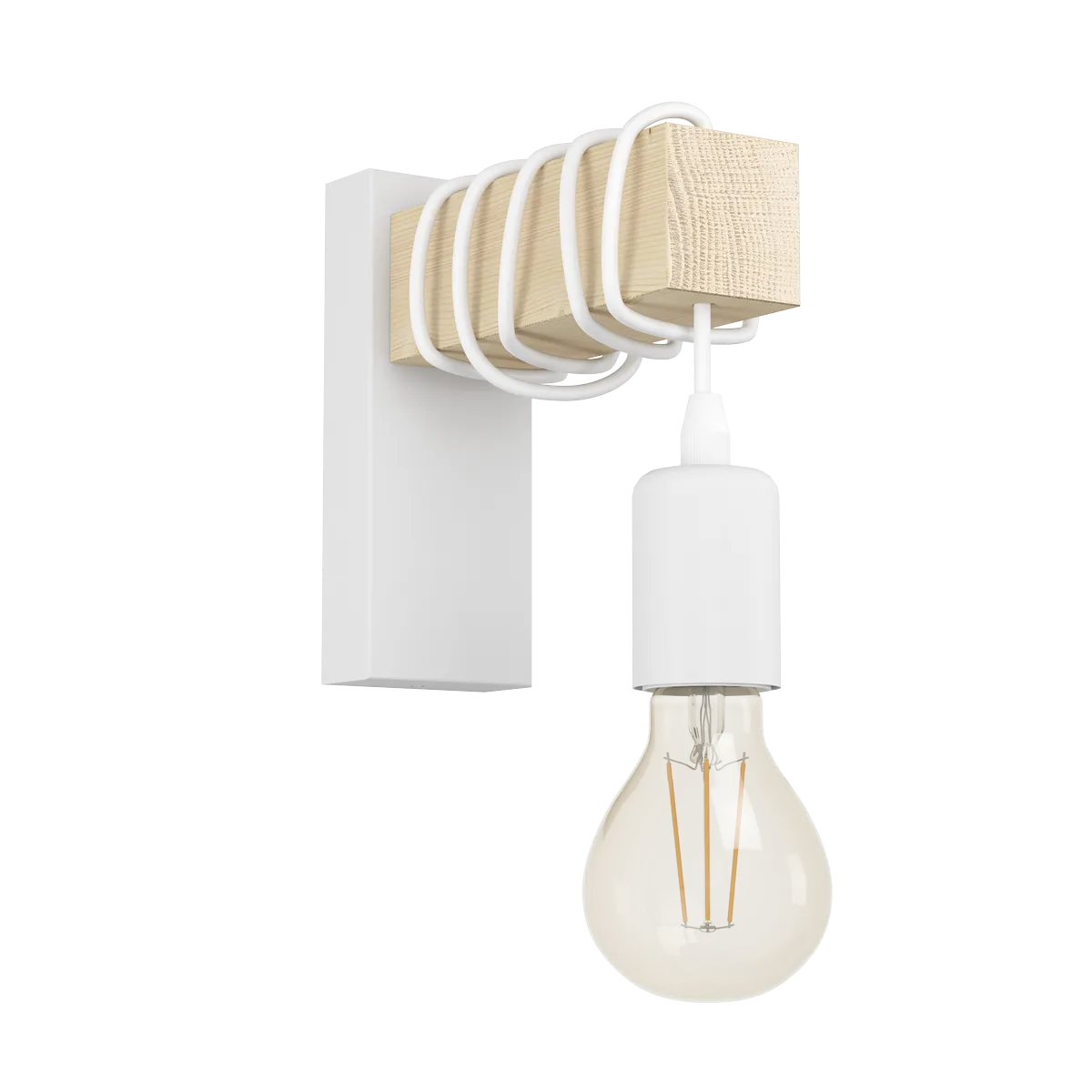 Aplica TOWNSHEND E27-LED 1X10W IP20 Eglo 43706 – Otel, Alb, Lemn, Maro, "9002759437060" – vedere frontală – partener oficial Eglo