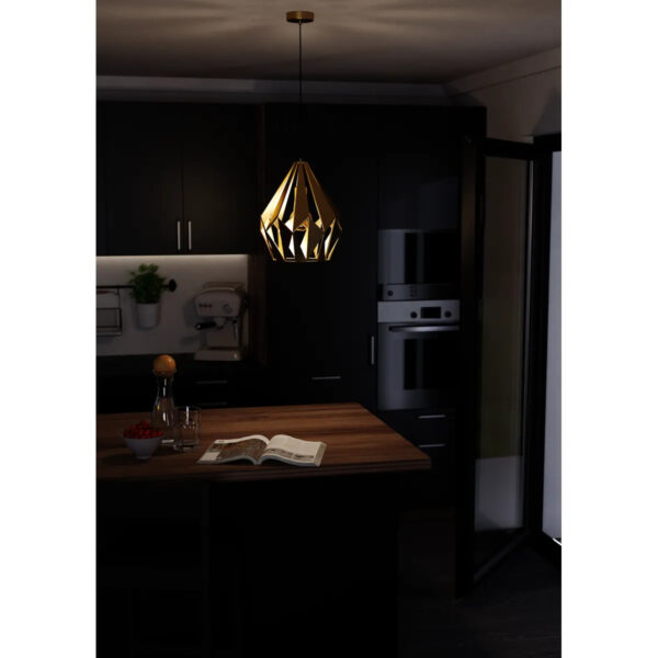 Pendul CARLTON E27 1X60W Eglo 43814 – Otel, Auriu-Rosu, "9002759438142" – imagine în ambient modern – partener oficial Eglo